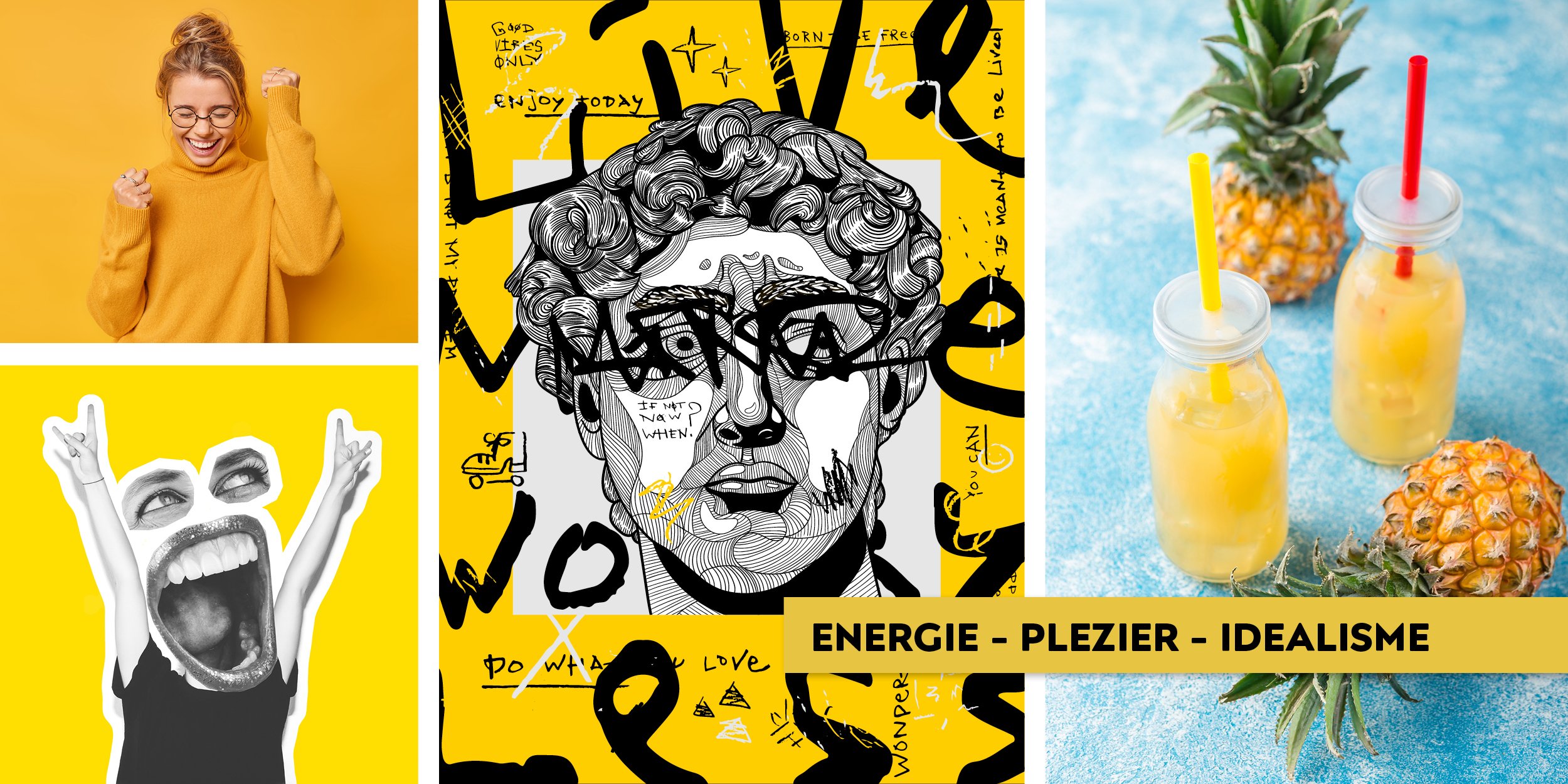 Geel = Energie - Plezier - Idealisme